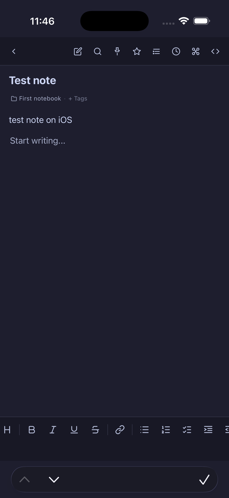 HelixNotes editor on iPhone, from the App Store listing